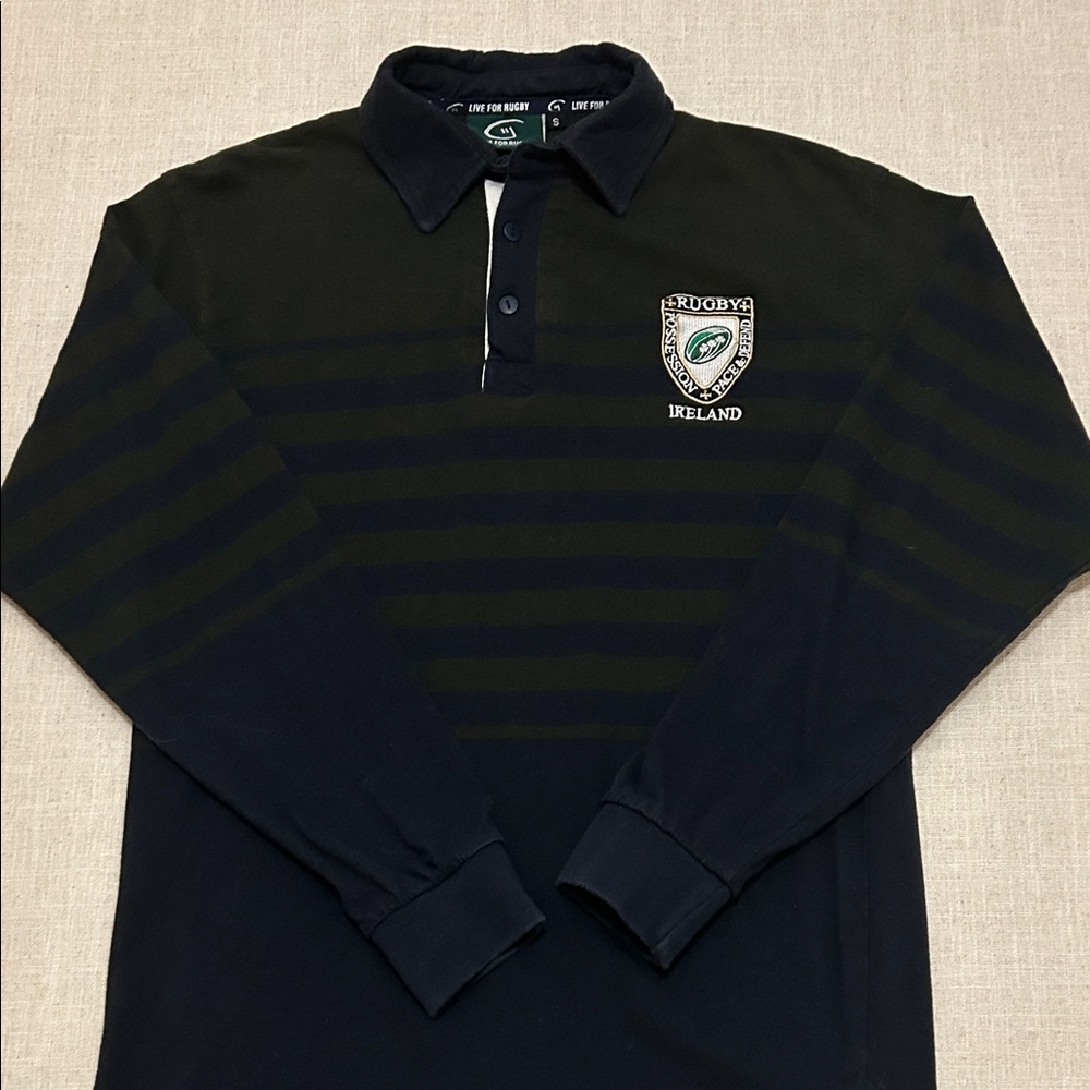 Live for Rugby Shirt Men’s Small Ireland Blue/Green Long Sleeve Sporty
